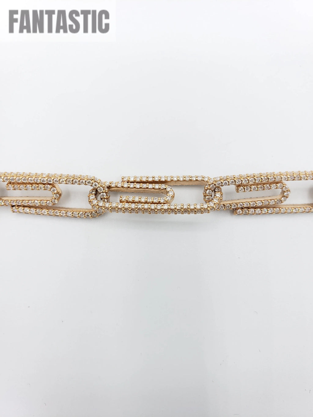 14K Rose Gold- Diamond Paperclip Chain 73.5 Grams Fantastic NYC