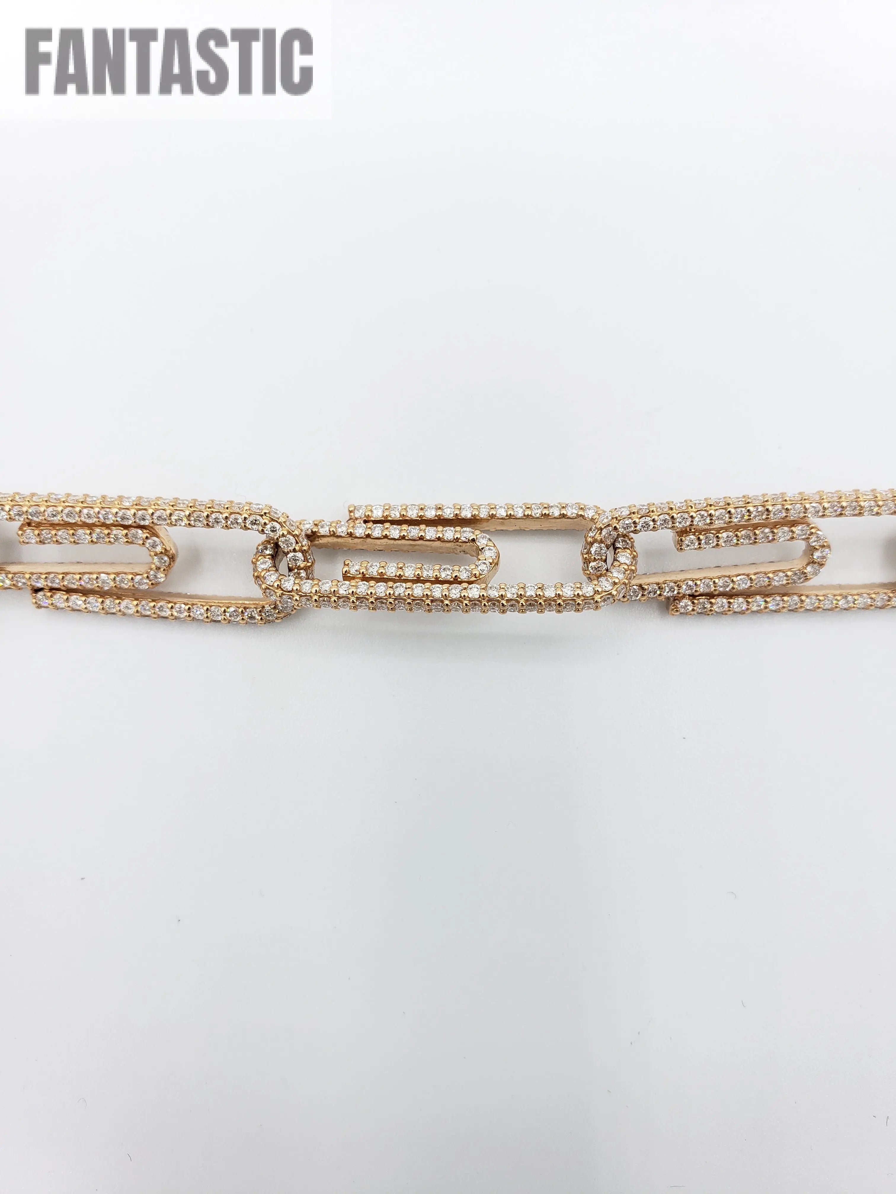 14K Rose Gold- Diamond Paperclip Chain 73.5 Grams Fantastic NYC