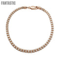 Pulsera de oro rosa de 14K con circonitas