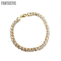 Pulsera Franco de oro amarillo macizo de 14K (pavé) con corte de diamante