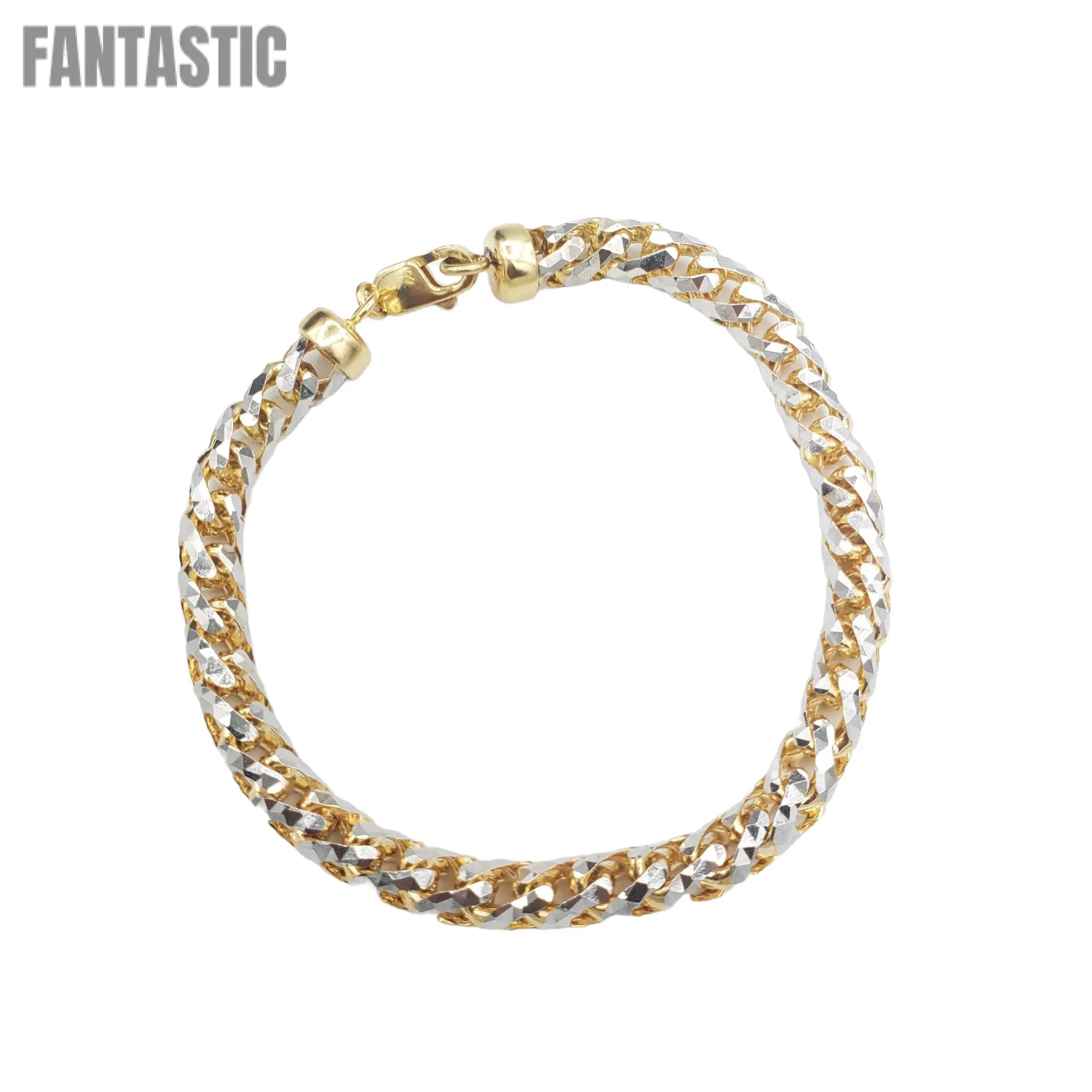 14K Solid Yellow Gold (Pave) Diamond Cut- Franco Bracelet Fantastic NYC