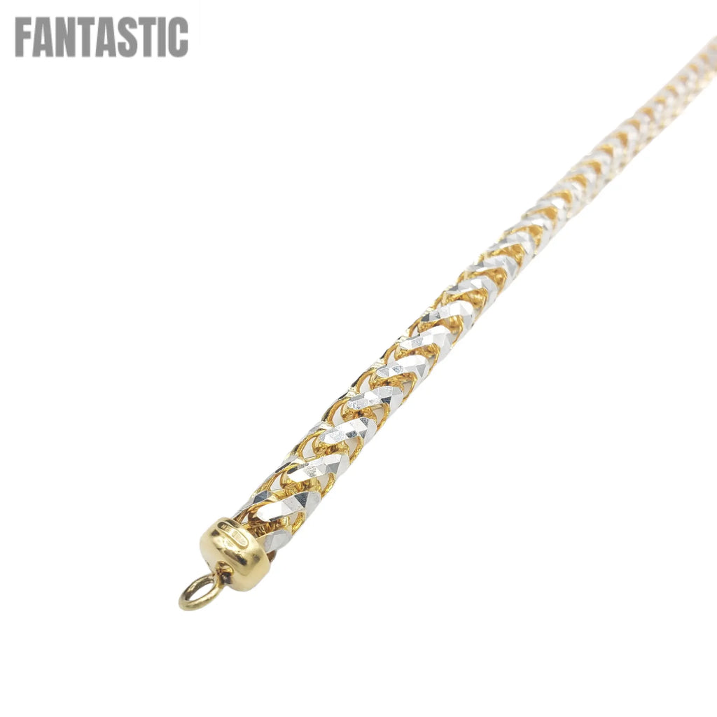 14K Solid Yellow Gold (Pave) Diamond Cut- Franco Bracelet Fantastic NYC