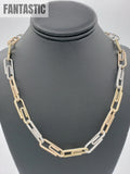 14K Tri-Color Gold- Diamond Paperclip Chain 73.5 Grams