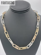 14K Tri-Color Gold- Diamond Paperclip Chain 73.5 Grams Fantastic NYC