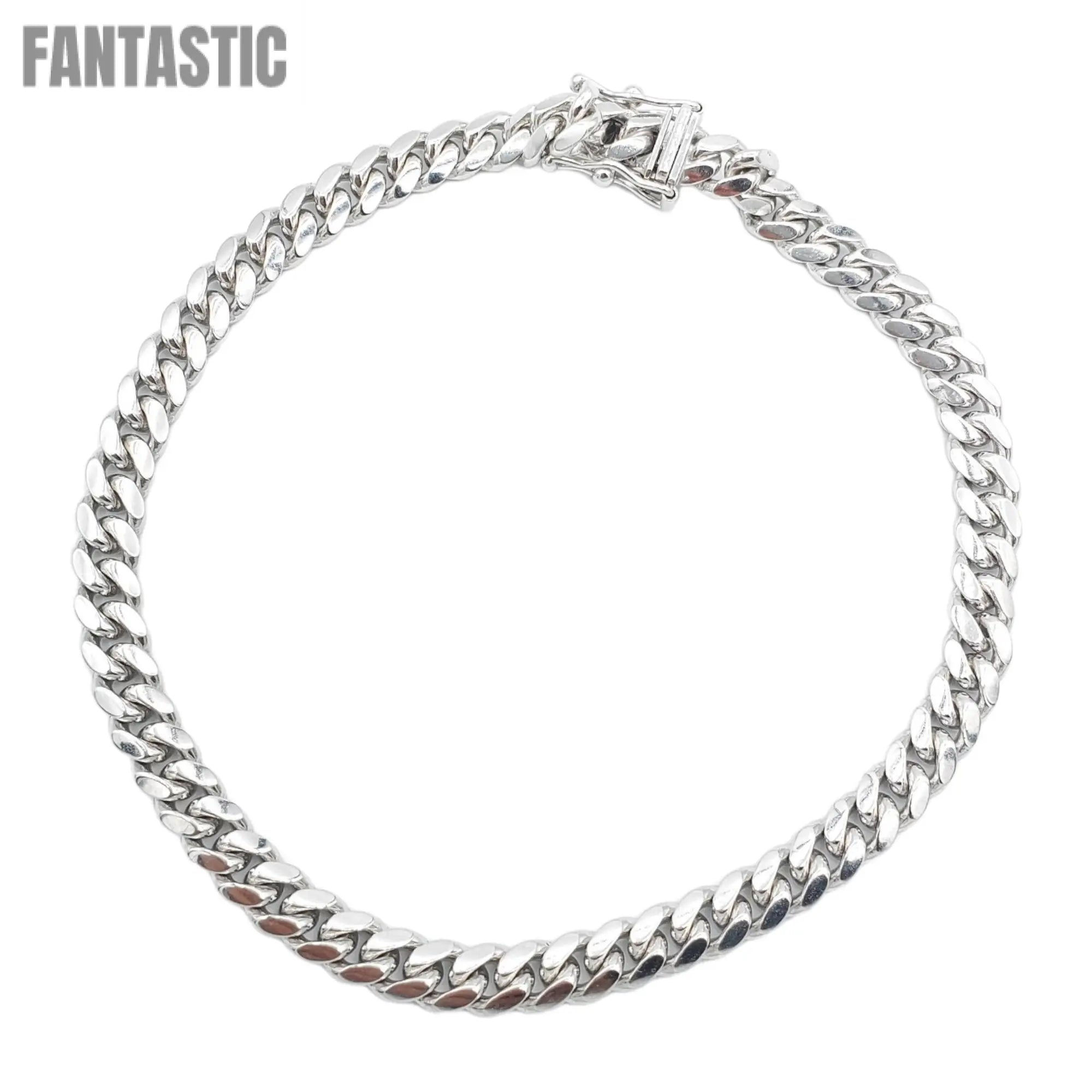14K White Gold- Solid Miami Cuban Bracelet Fantastic NYC