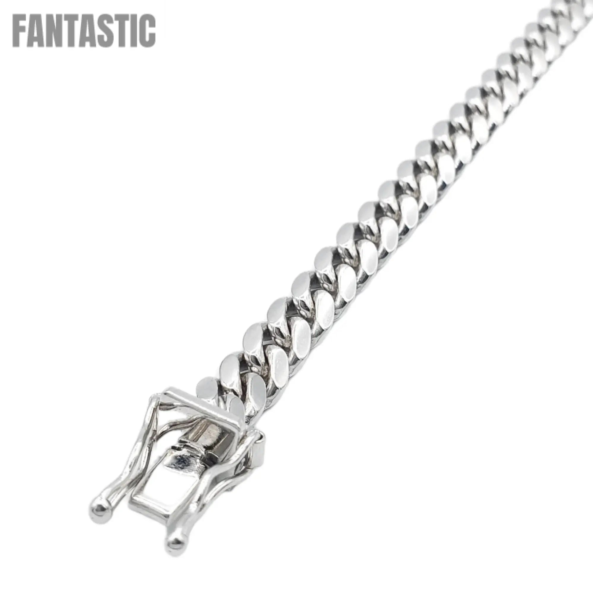 14K White Gold- Solid Miami Cuban Bracelet Fantastic NYC