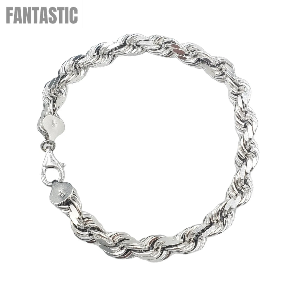 14K White Gold - Solid Rope Bracelet Fantastic NYC