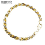 14K Yellow Gold Diamond Cut (Pave)- Solid Rope Bracelet Fantastic NYC