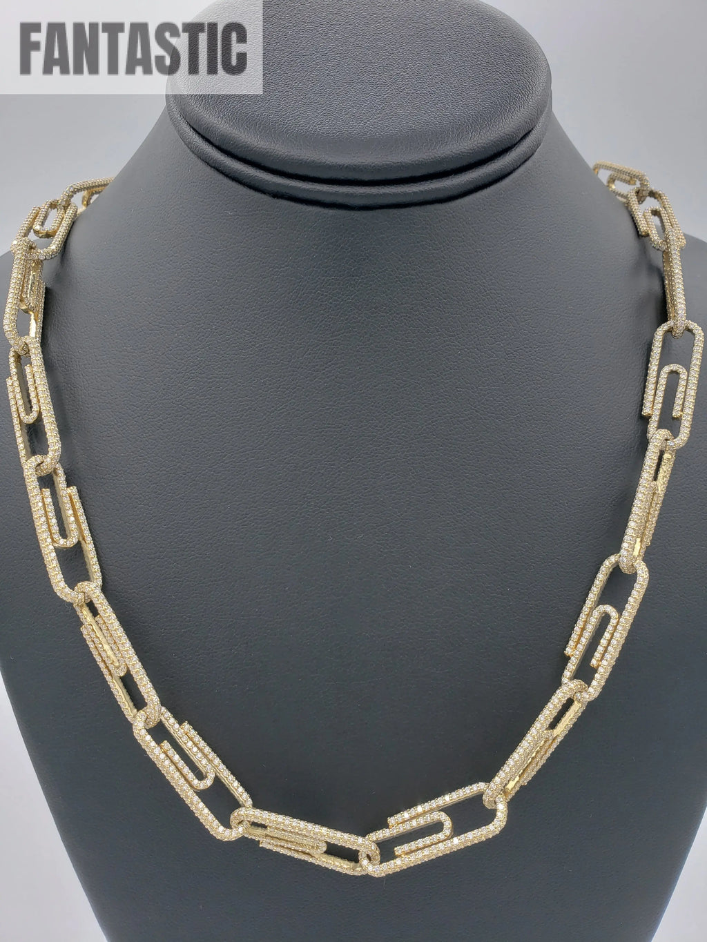 14K Yellow Gold- Diamond Paperclip Chain 73.5 Grams Fantastic NYC