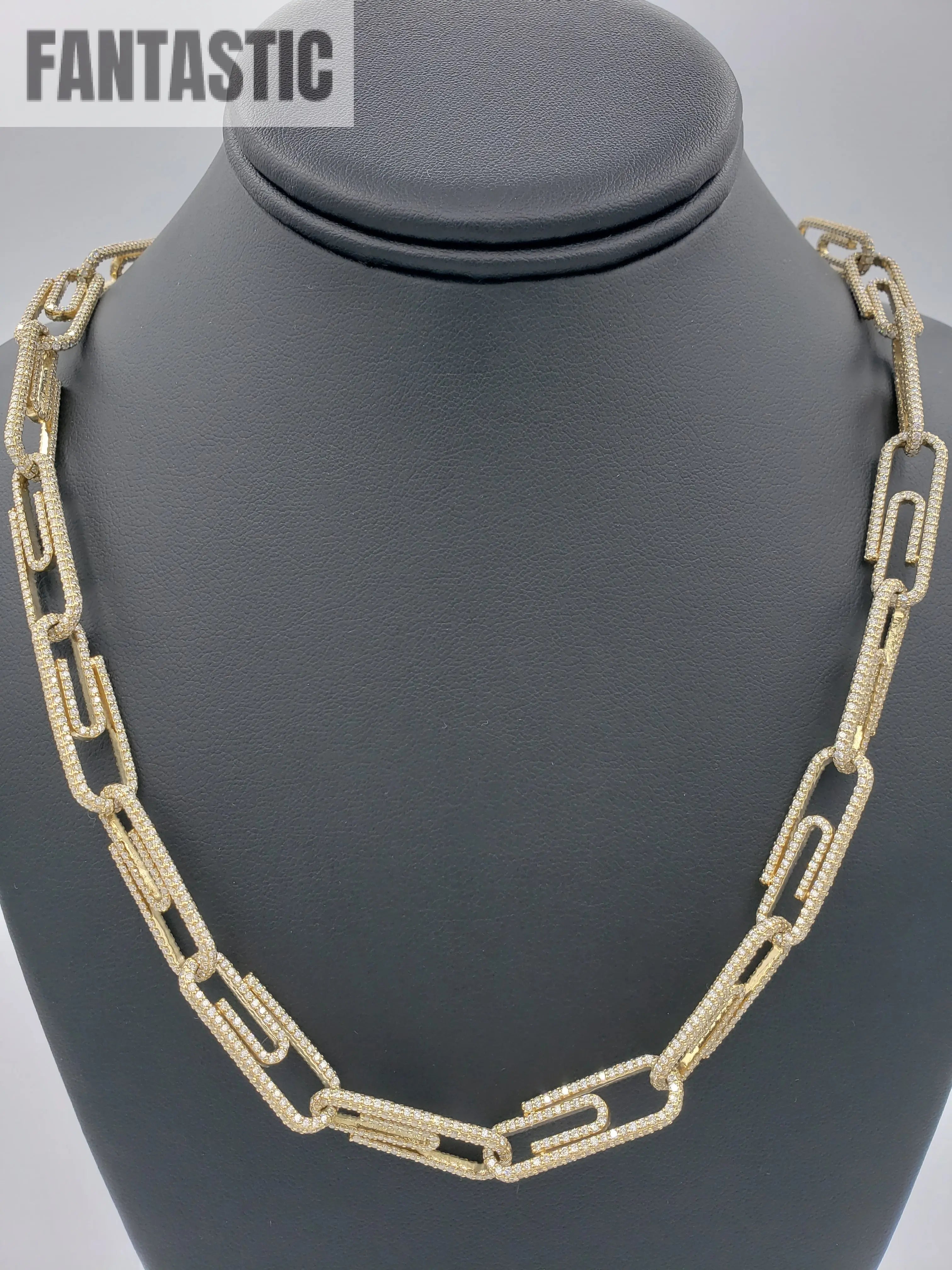 14K Yellow Gold- Diamond Paperclip Chain 73.5 Grams Fantastic NYC