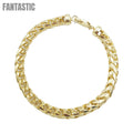 Pulsera Franco de oro amarillo de 14K (sólida)