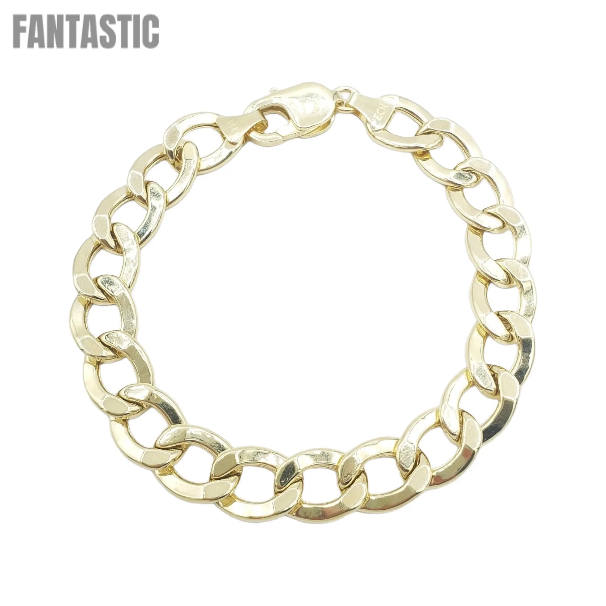 14K Yellow Gold - Hollow Curb Bracelet Fantastic NYC