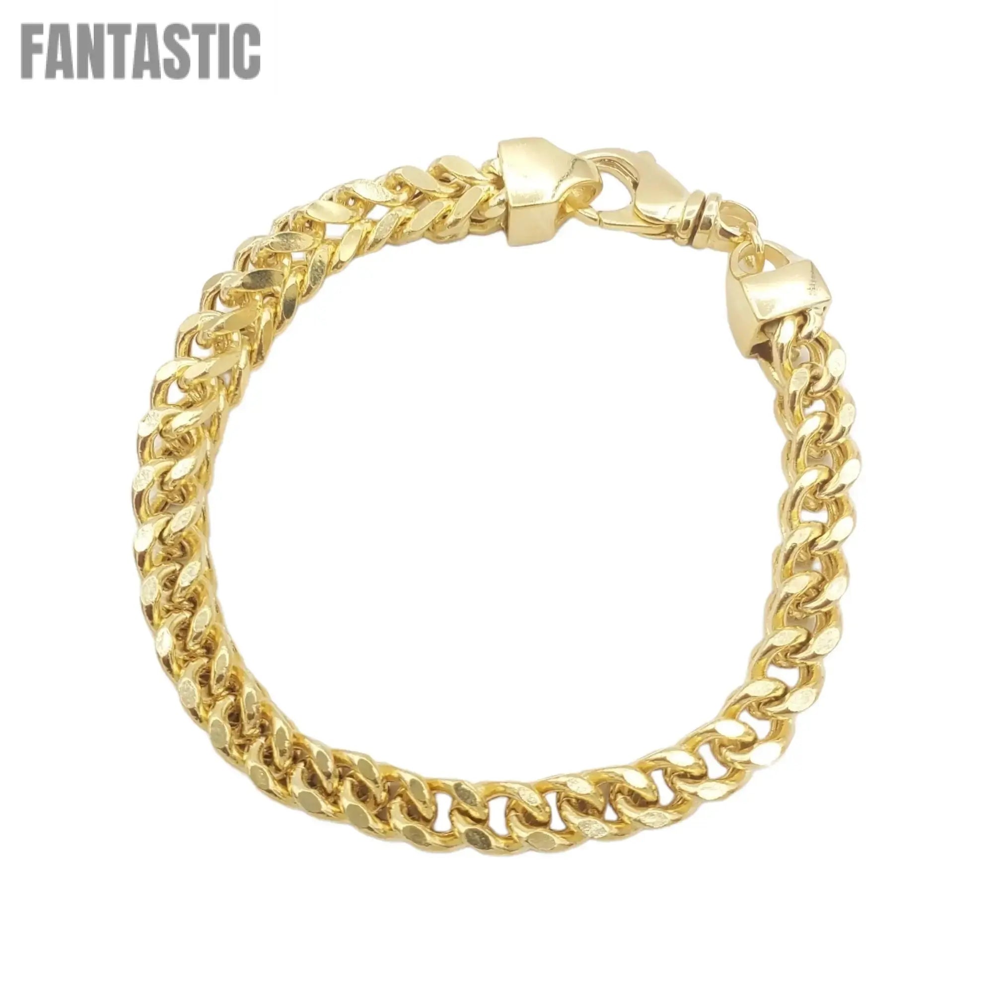 14K Yellow Gold - Hollow Franco Bracelet - Fantastic Jewelry NYC LLC