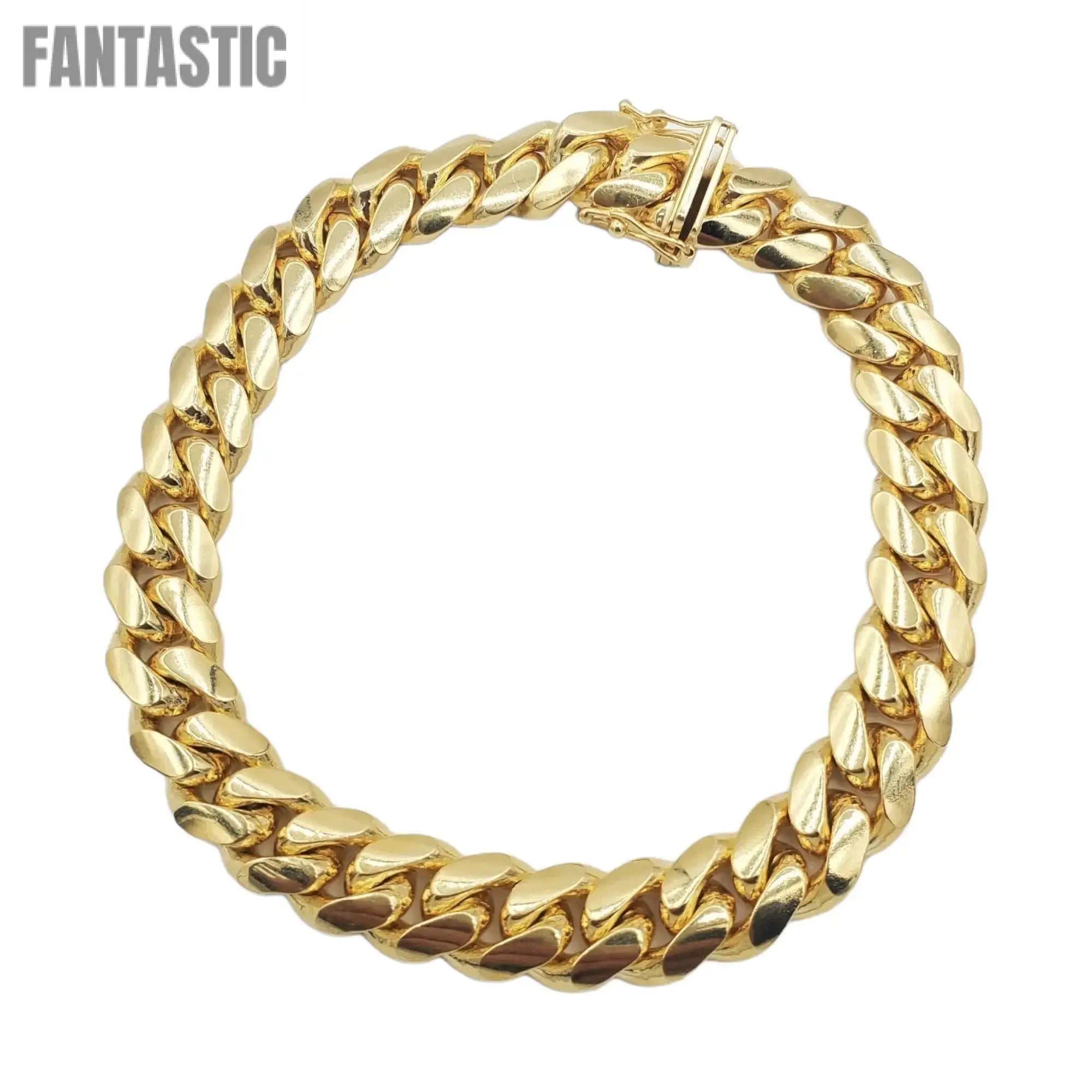 14K Yellow Gold- Solid Miami Cuban Bracelet - Fantastic Jewelry NYC LLC