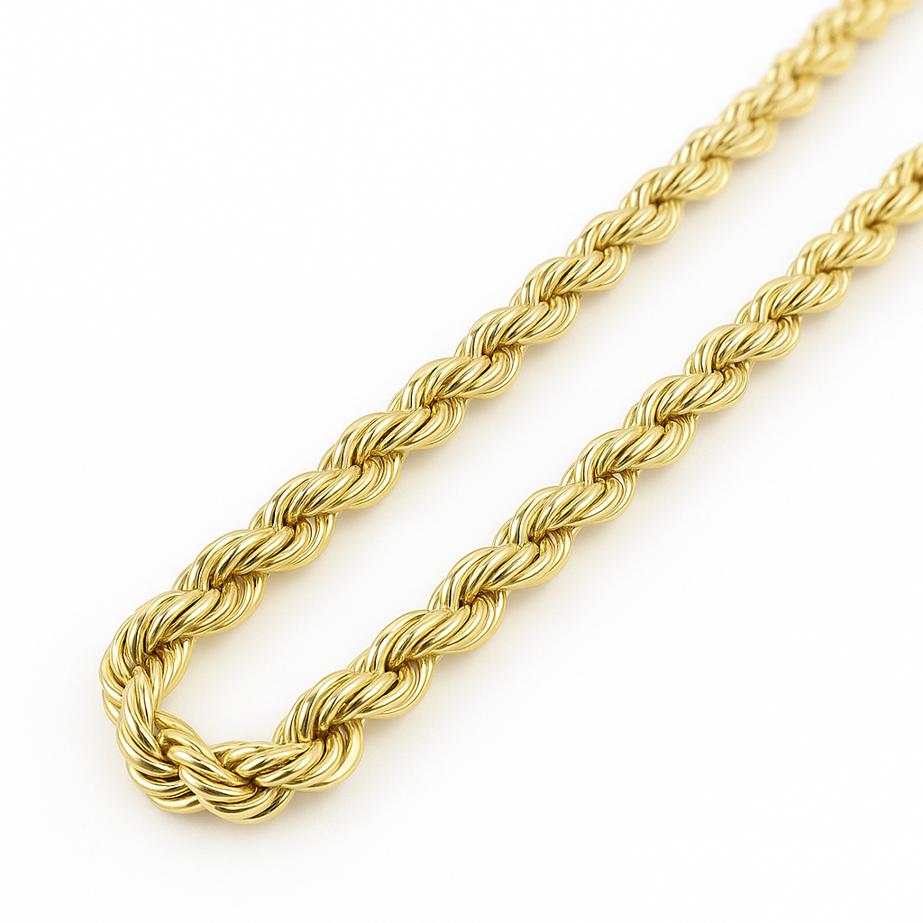 Gold Chain - Mens Hollow Rope Chain 10K/14K Gold