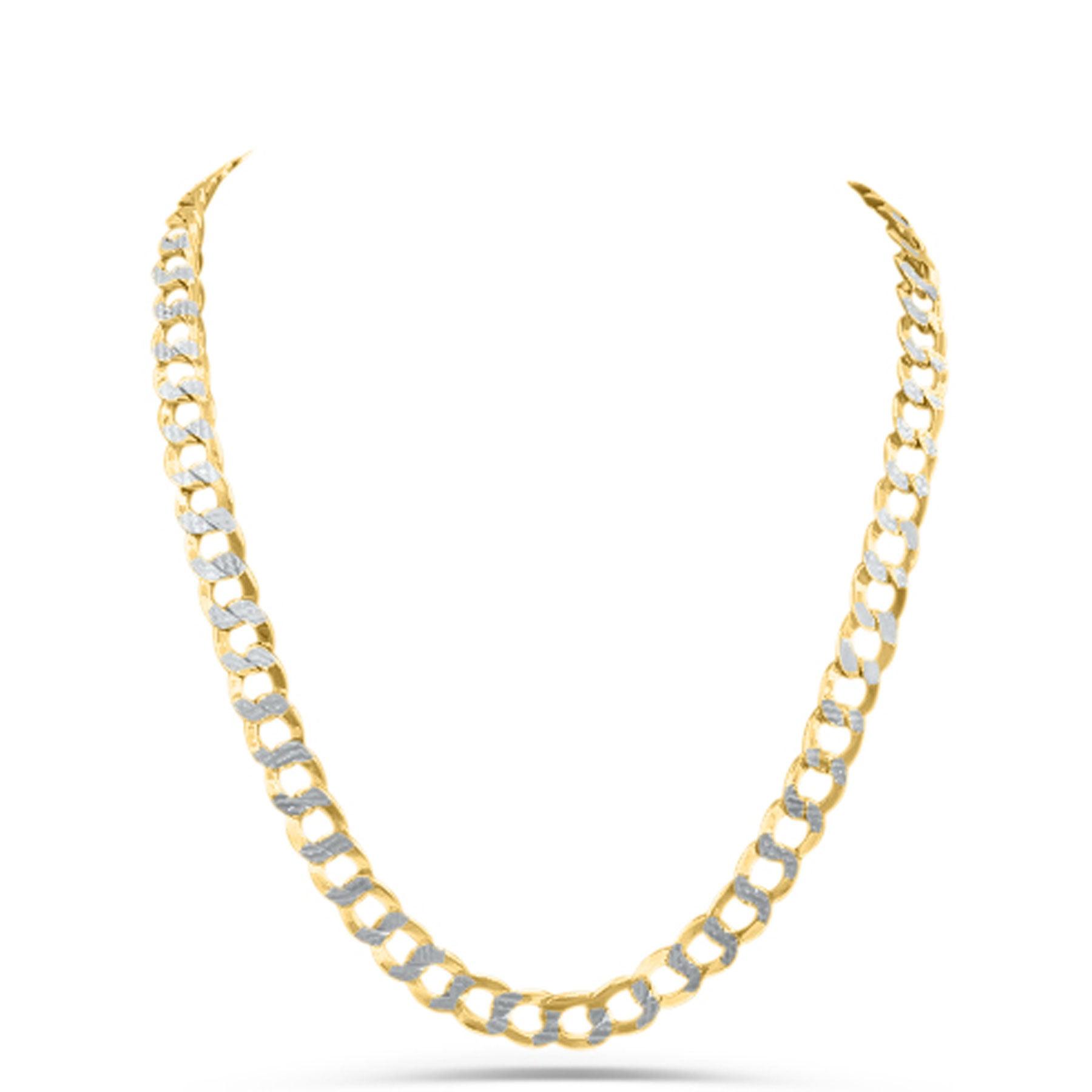 10K Gold- Solid Cuban Link Diamond Cut (Pave) Chain Fantastic Jewelry NYC