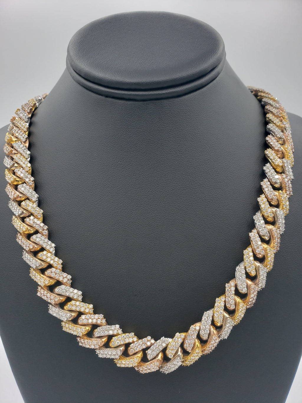 14K Gold- Diamond Miami Cuban Chain Tri-Color (331 Grams) Fantastic NYC