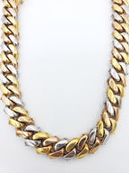 14K Gold- Diamond Miami Cuban Chain Tri-Color (331 Grams) Fantastic NYC