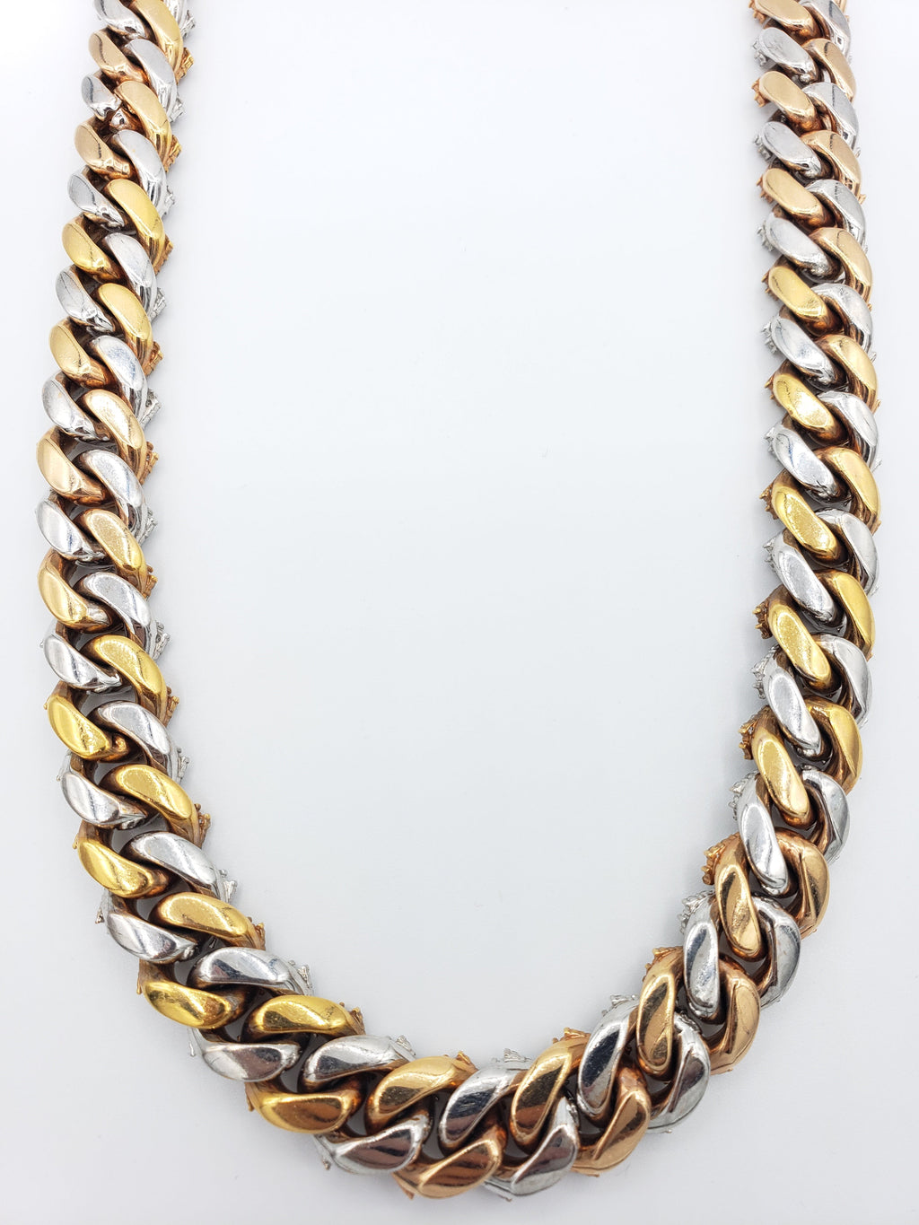 14K Gold- Diamond Miami Cuban Chain Tri-Color (264 Grams) Fantastic NYC