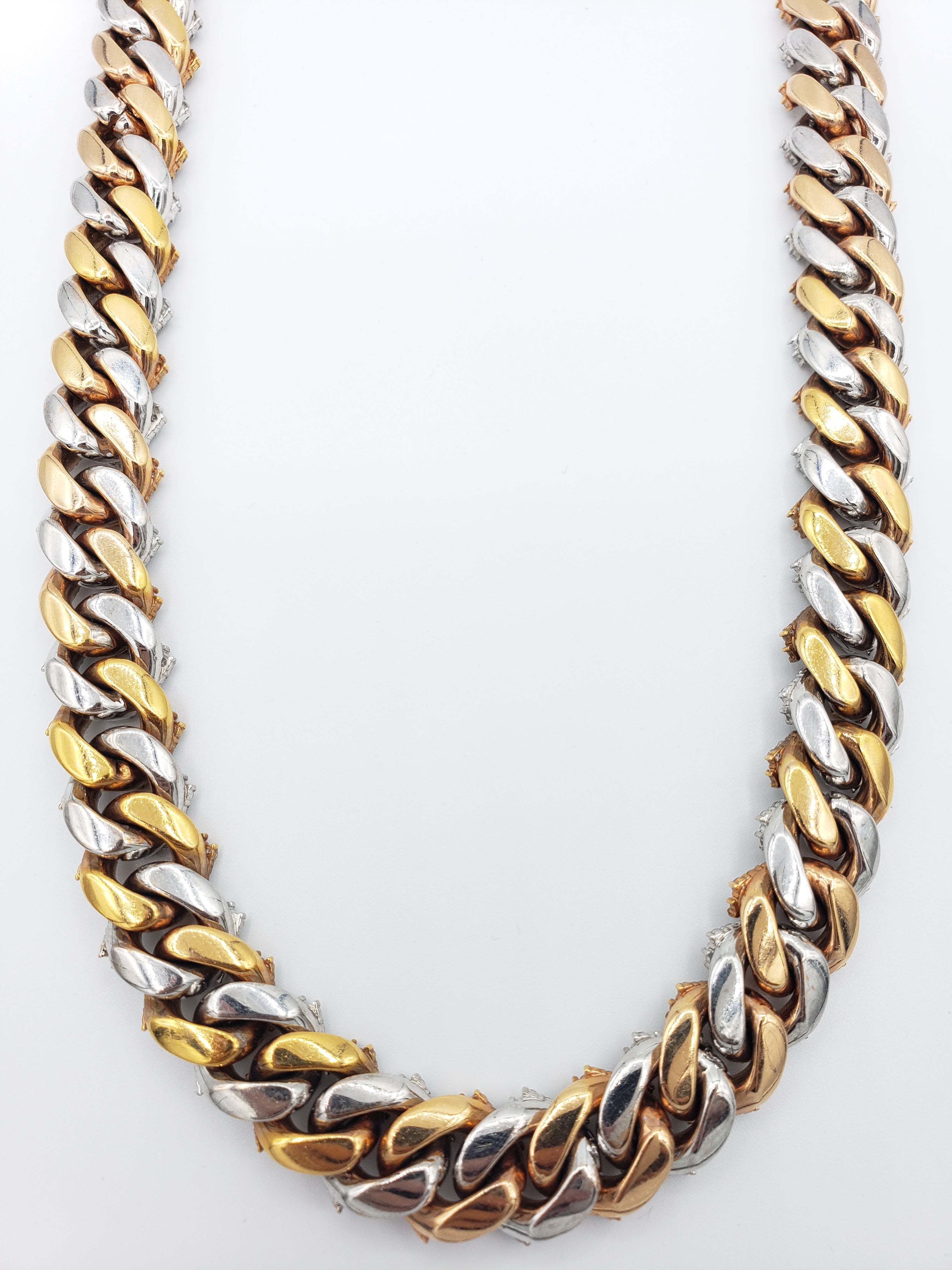 14K Gold- Diamond Miami Cuban Chain Tri-Color (264 Grams) Fantastic NYC