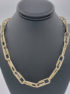 14K Yellow Gold- Diamond Paperclip Chain 73.5 Grams Fantastic NYC
