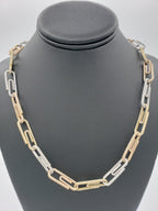 14K Tri-Color Gold- Diamond Paperclip Chain 73.5 Grams Fantastic NYC