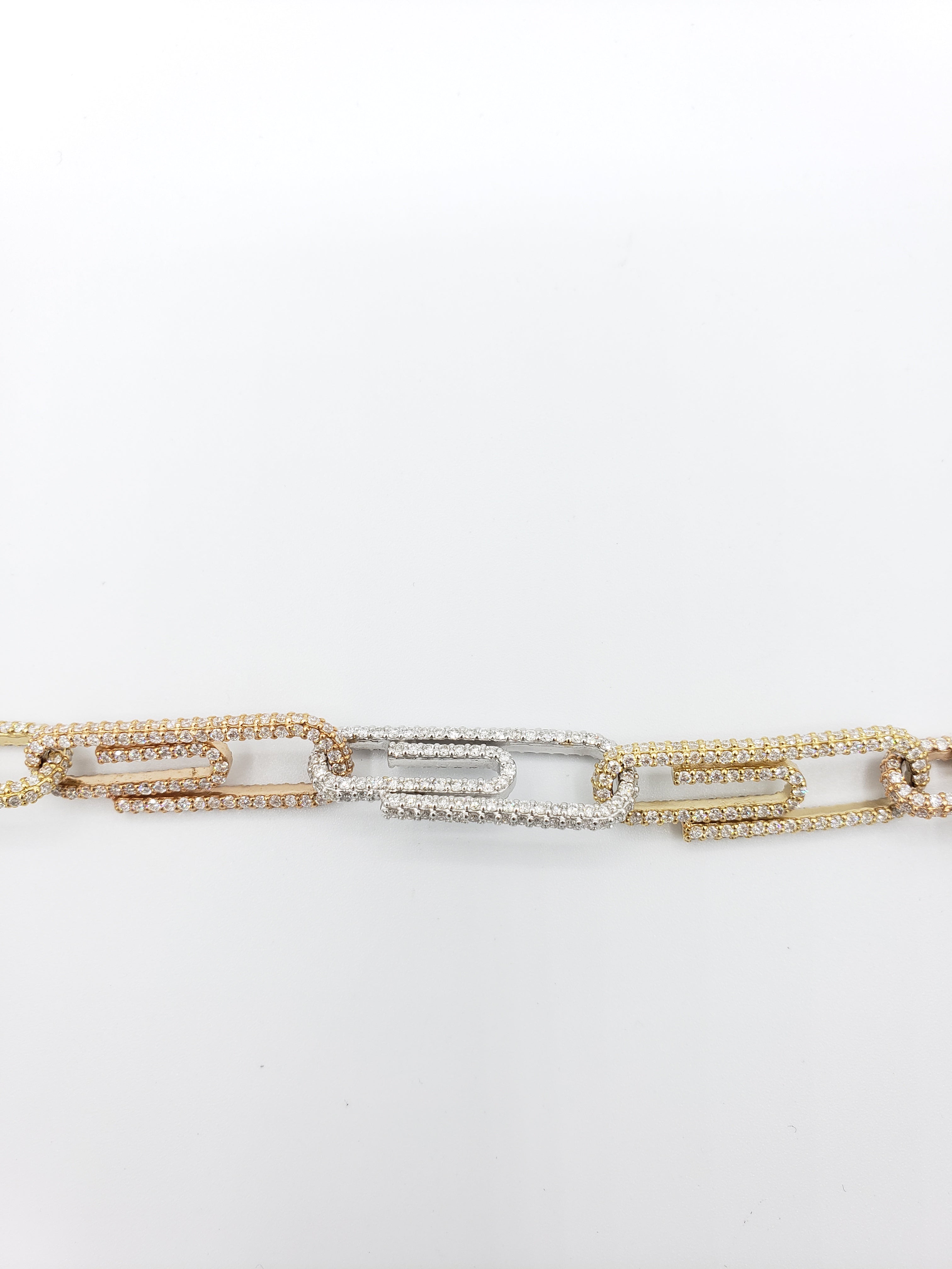 14K Tri-Color Gold- Diamond Paperclip Chain 73.5 Grams Fantastic NYC