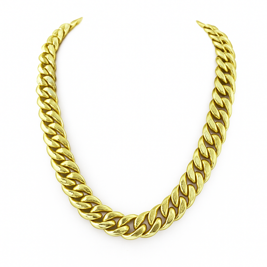 Mens  Semi Solid Miami Cuban Link Chain 10K/14K Yellow Gold            24 Inches 10mm Wide Fantastic Jewelry NYC