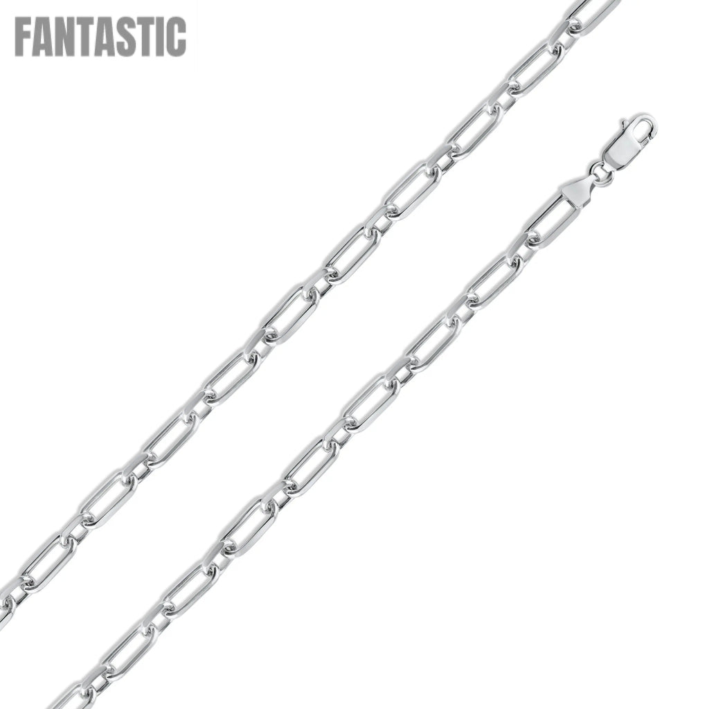 Rhodium Plated 925 Sterling Silver Paperclip Alternating Link Chain 6mm - CH541 RH | Silver Palace Inc. #plating_rhodium
