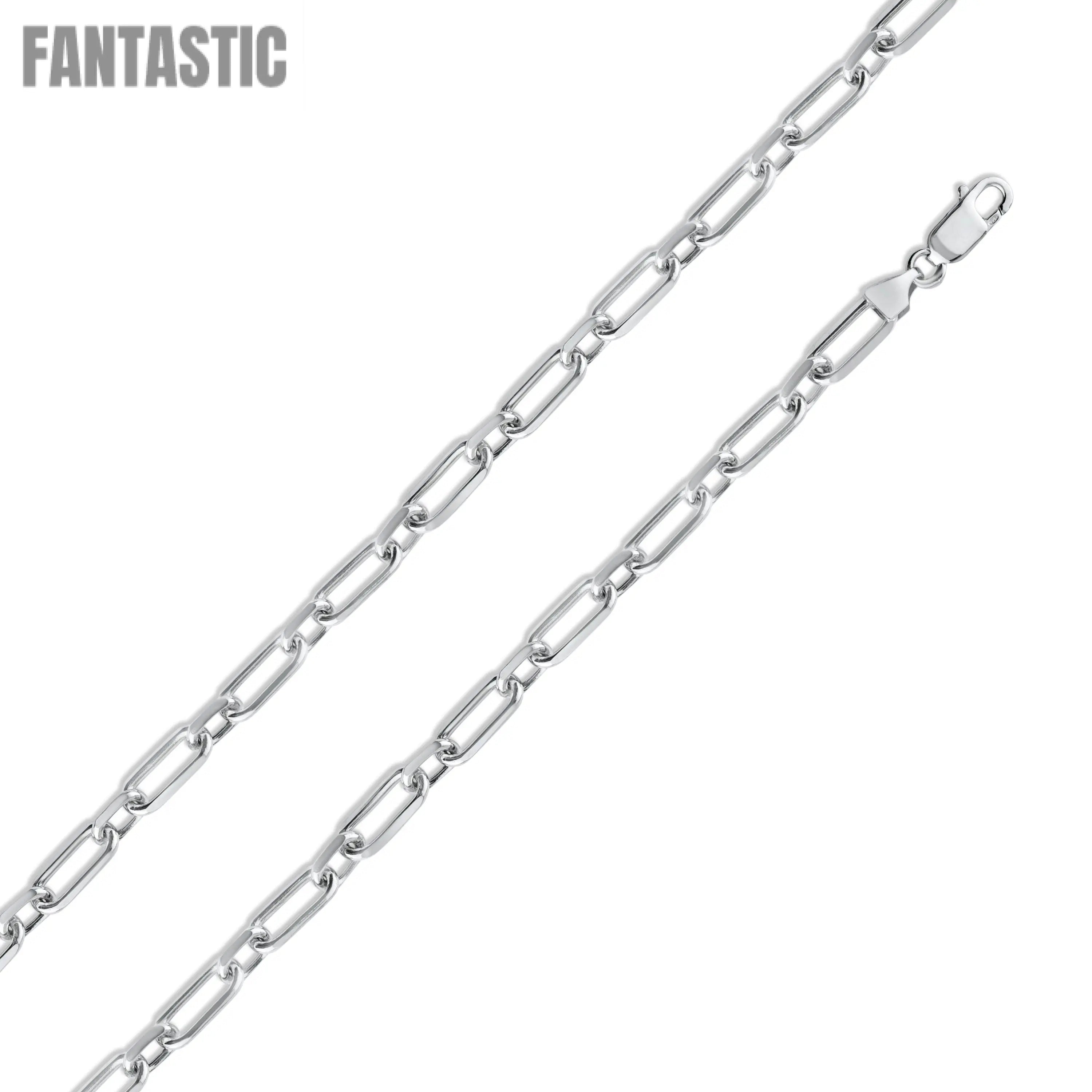 Rhodium Plated 925 Sterling Silver Paperclip Alternating Link Chain 6mm - CH541 RH | Silver Palace Inc. #plating_rhodium