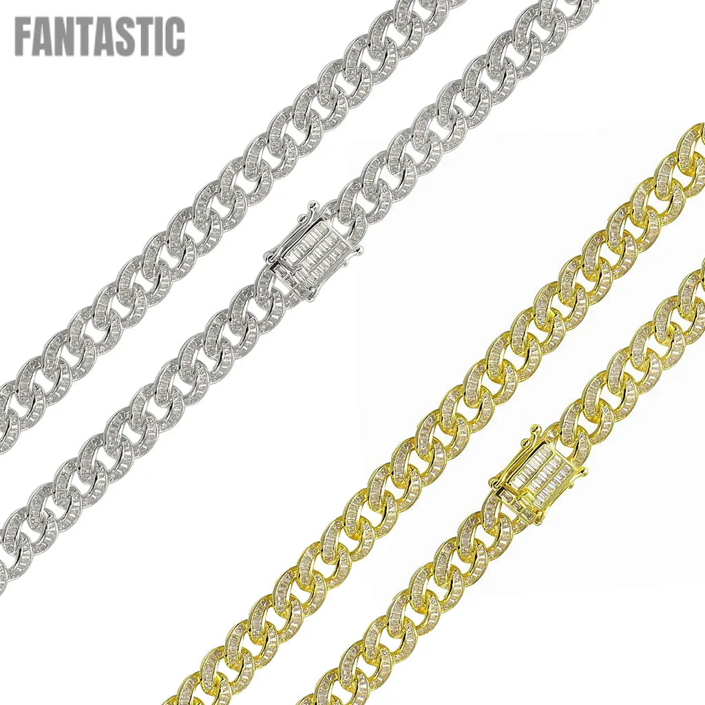 925 Sterling Silver Baguette CZ Encrusted Curb Chain or Bracelet Fantastic NYC