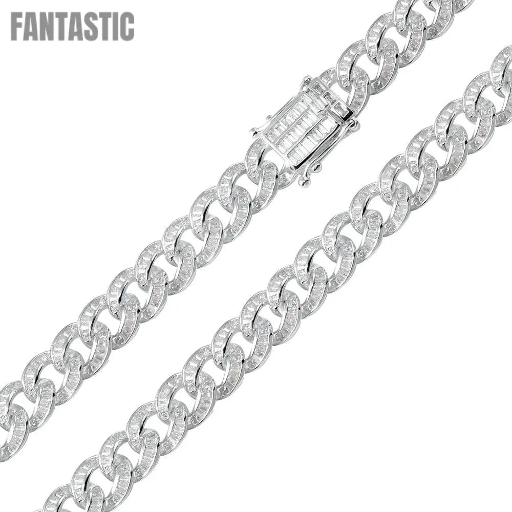 925 Sterling Silver Baguette CZ Encrusted Curb Chain or Bracelet Fantastic NYC