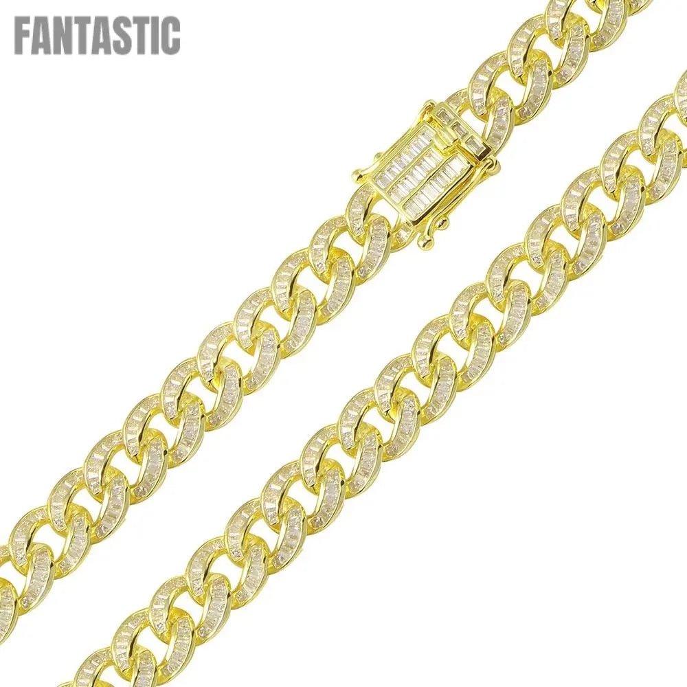 925 Sterling Silver Baguette CZ Encrusted Curb Chain or Bracelet Fantastic NYC