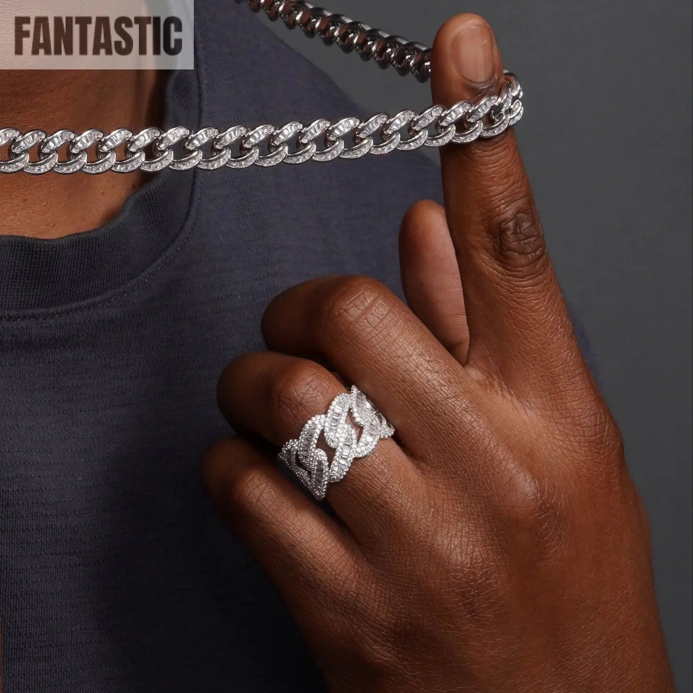 925 Sterling Silver Baguette CZ Encrusted Curb Chain or Bracelet Fantastic NYC