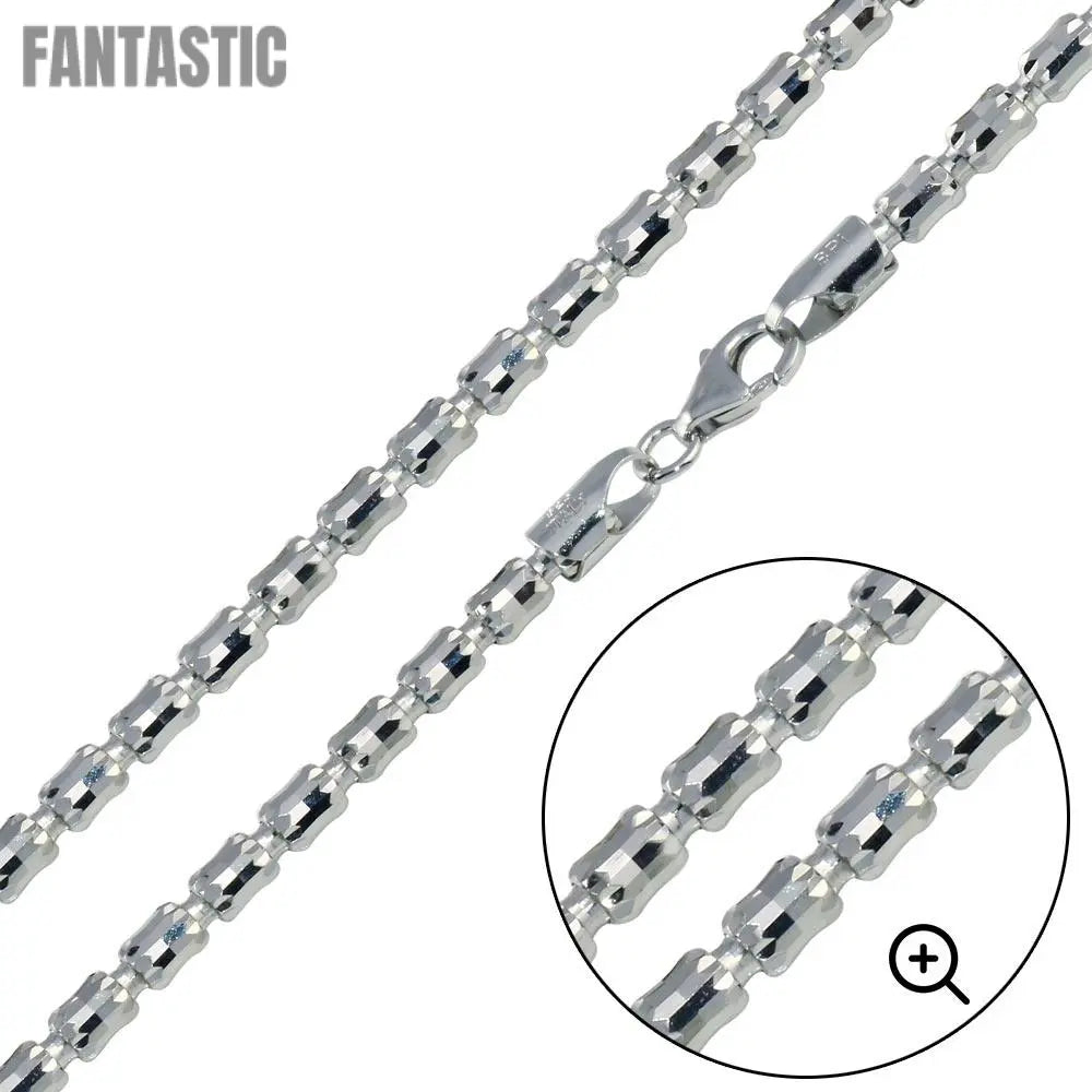 Silver 925 Platinum Plated Barrel Crystal Chain 4mm - CH472 PL | Silver Palace Inc. #plating_platinum
