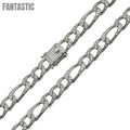 Cadena o pulsera de plata de ley 925 con circonitas engarzadas y diseño Figaro