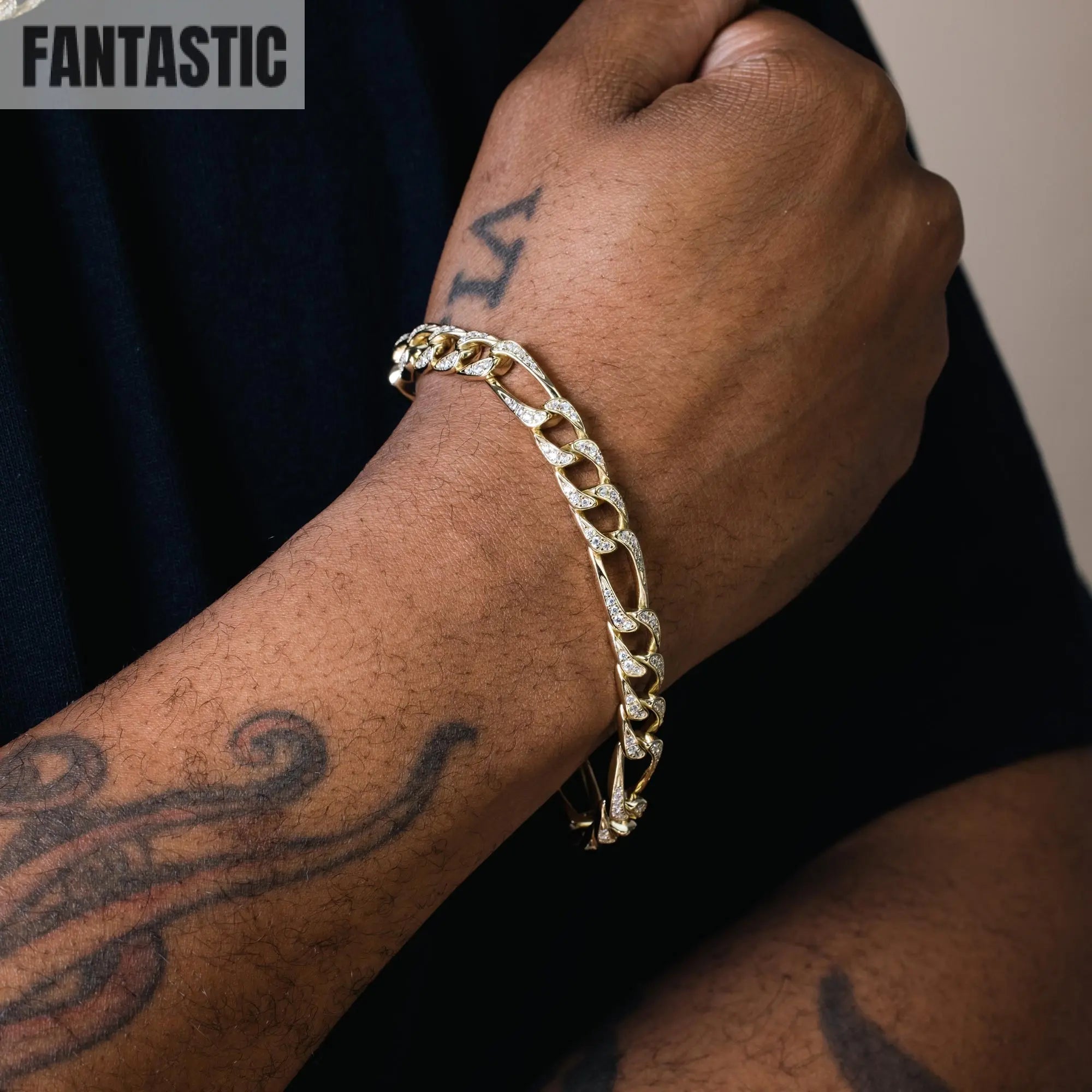925 Sterling Silver CZ Encrusted Figaro Chain or Bracelet Fantastic NYC
