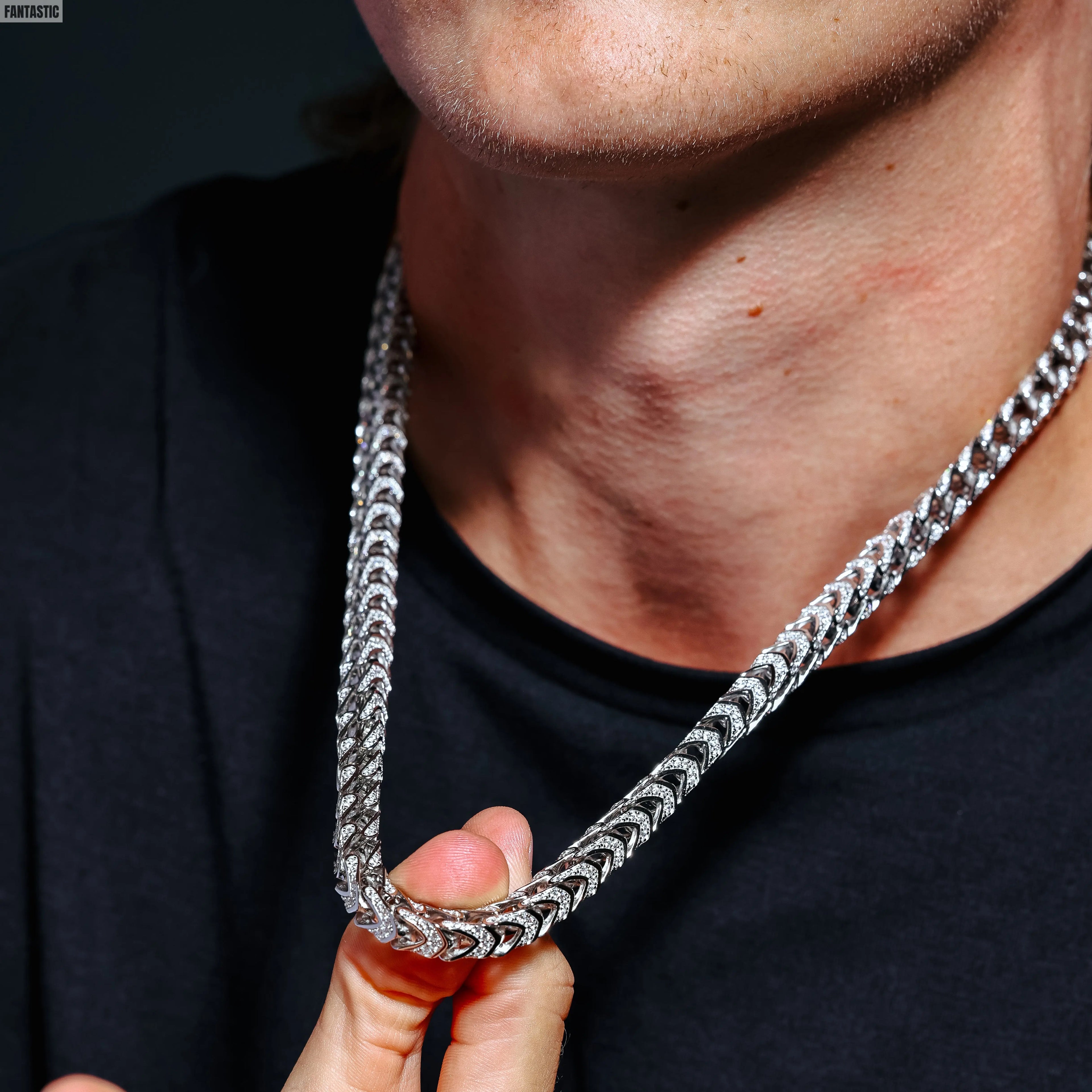 925 Sterling Silver CZ Encrusted Franco Chain or Bracelet Fantastic NYC