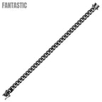 Silver 925 Miami Curb Platinlux Plated One Sided Pyramid Pave 200 8.3mm - CH957B BLK | Silver Palace Inc.