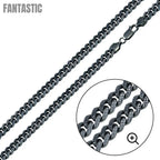 Silver 925 Miami Curb Platinlux Plated One Sided Pyramid Pave 200 7mm Chain - CH956 BLK | Silver Palace Inc. #plating_black Rhdium
