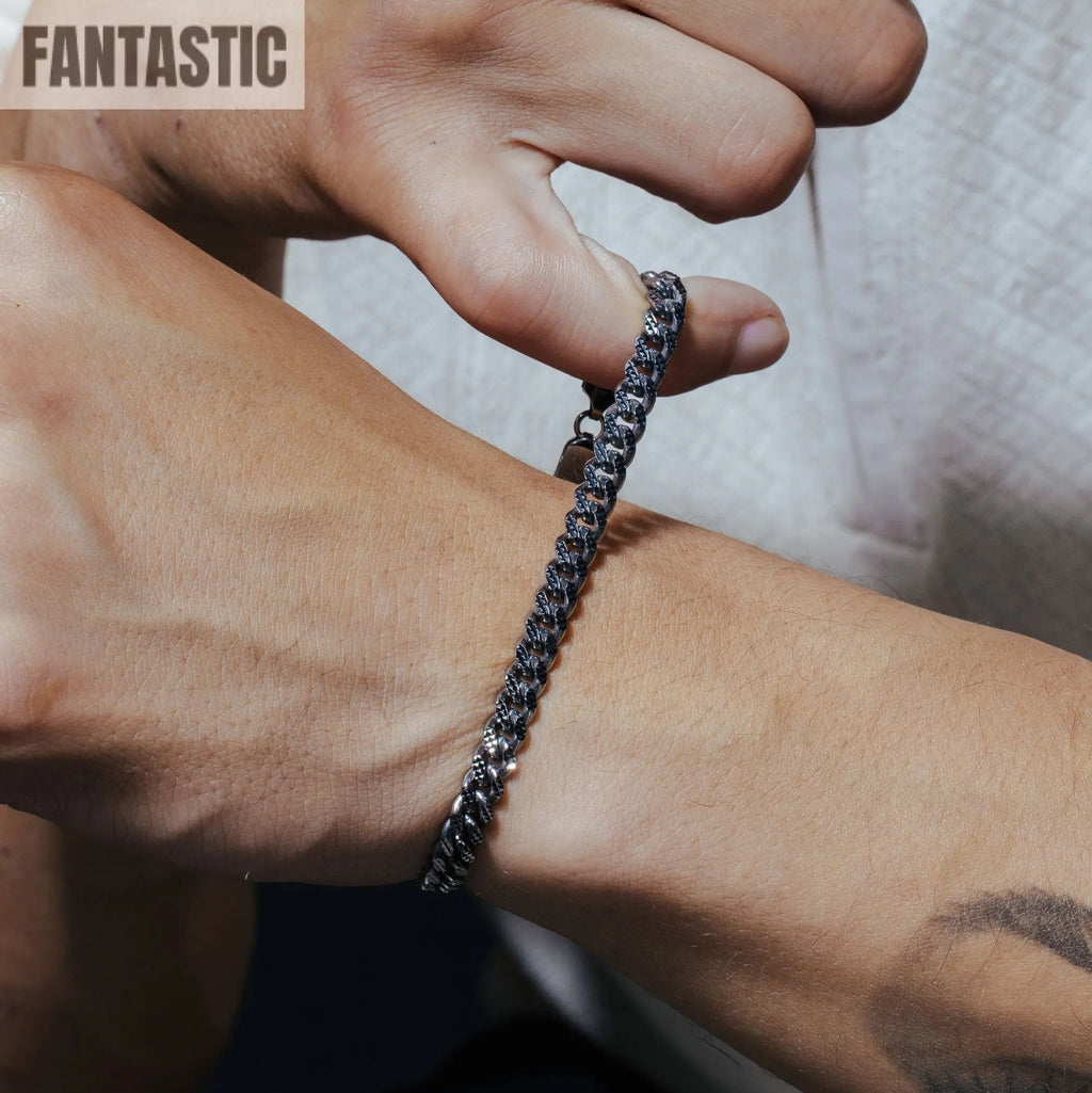 925 Sterling Silver Curb Pyramid Pave Chain or Bracelet Fantastic NYC