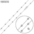 Cadena de cuentas de plata esterlina 925 con diseño de ondas alternas talladas con diamante