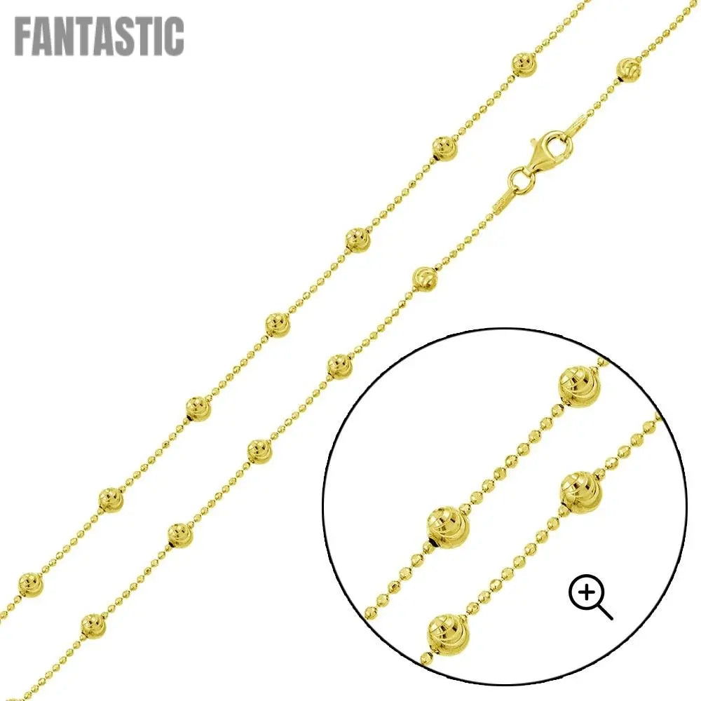Silver 925 Gold Plated Alternating Wave Design DC Bead 004 Chains 3.8mm - CH551 GP | Silver Palace Inc. #plating_gold