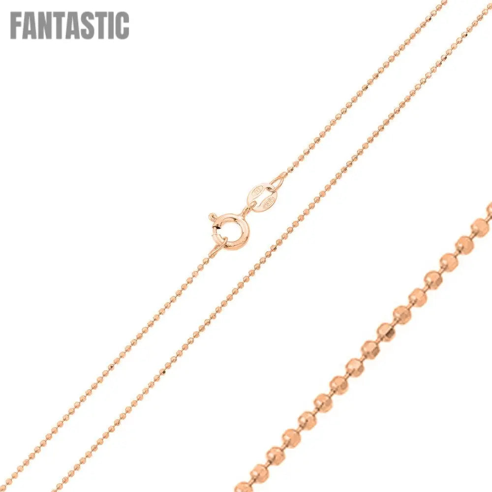 Silver 925 Rose Gold Plated Diamond Cut Bead 100 Chain 1mm - CH149 RGP | Silver Palace Inc. #plating_rose gold