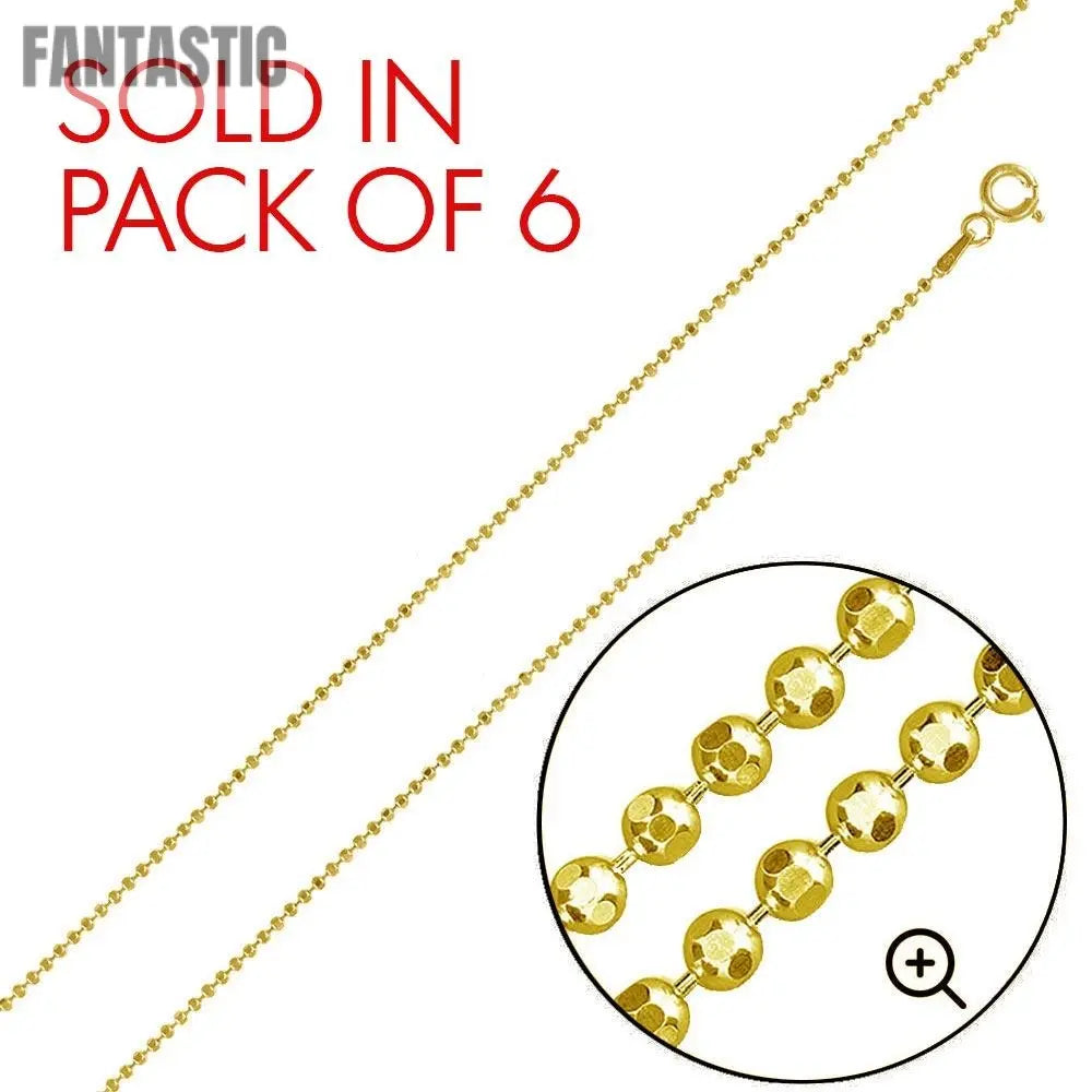 Silver 925 Gold Plated Diamond Cut Bead Chain 1mm - CH330 GP #plating_gold