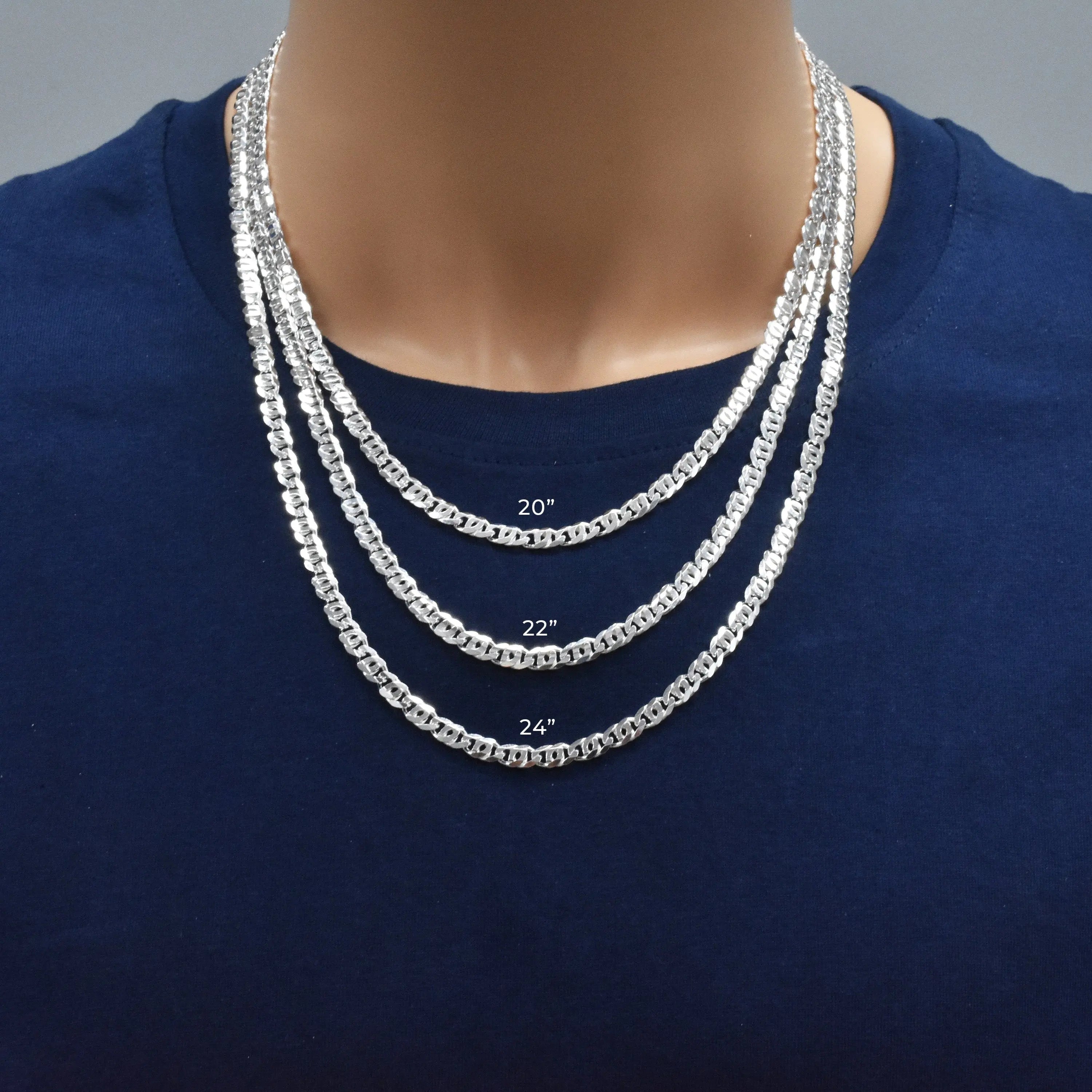 925 Sterling Silver Diamond Cut Bird Eye Curb Chain Fantastic NYC