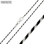 Silver 925 Black Rhodium Plated 8 Sided Snake B-W DC 020 Chain - CH247 BLK | Silver Palace Inc. #plating_black rhodium