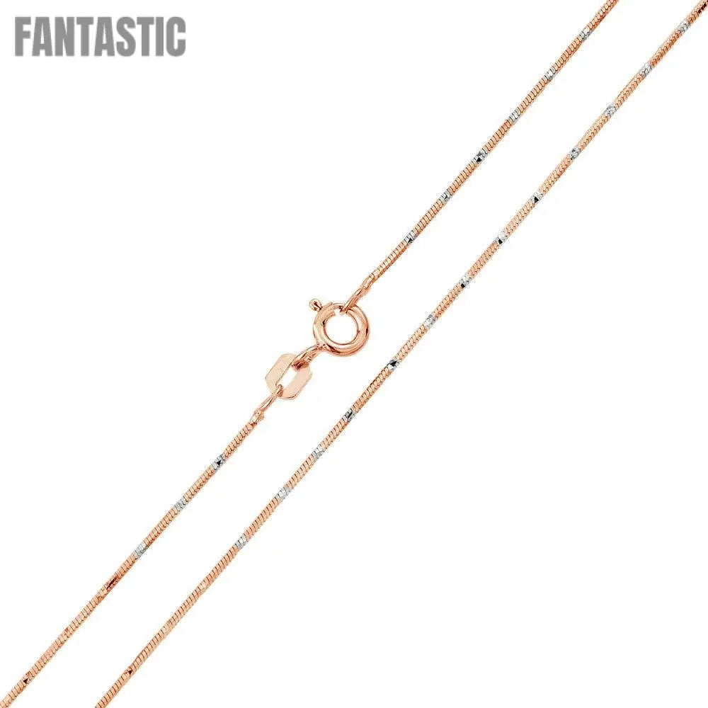 Silver 925 Rose Gold Plated 8 Sided Snake DC 025 Chain 0.8mm - CH173 RGP | Silver Palace Inc. #plating_rose gold