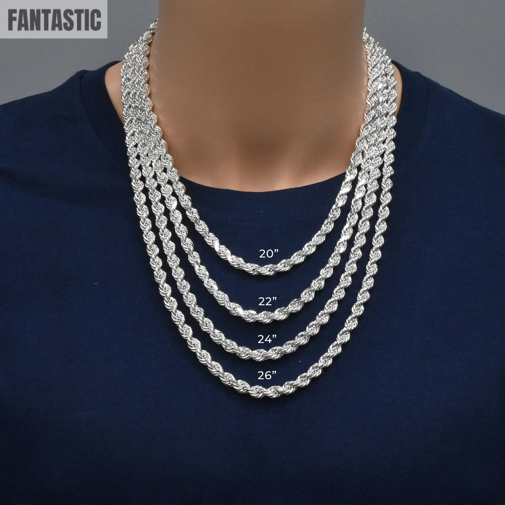 925 Sterling Silver Diamond Cut Hollow Rope Chain Fantastic NYC