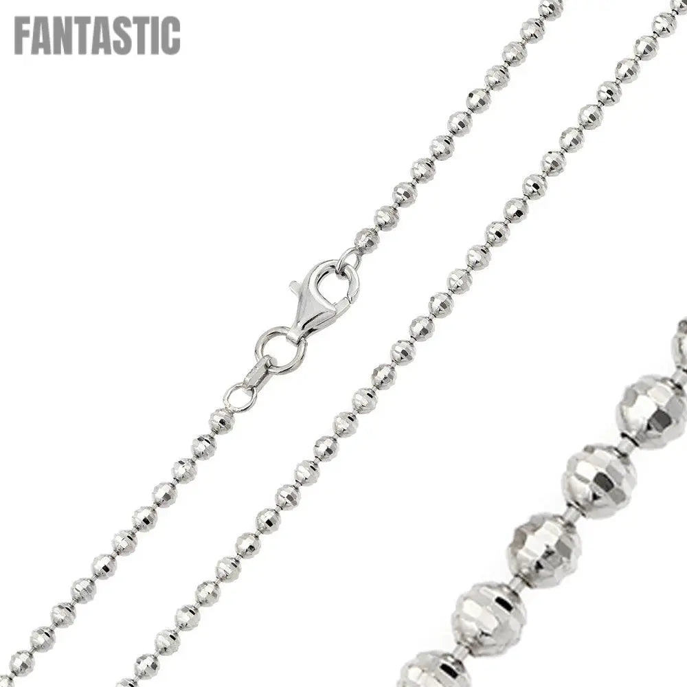Rhodium Plated Horizontal Diamond Cut Bead 025 Chain 2.5mm - CH106 RH | Silver Palace Inc.  #plating_rhodium